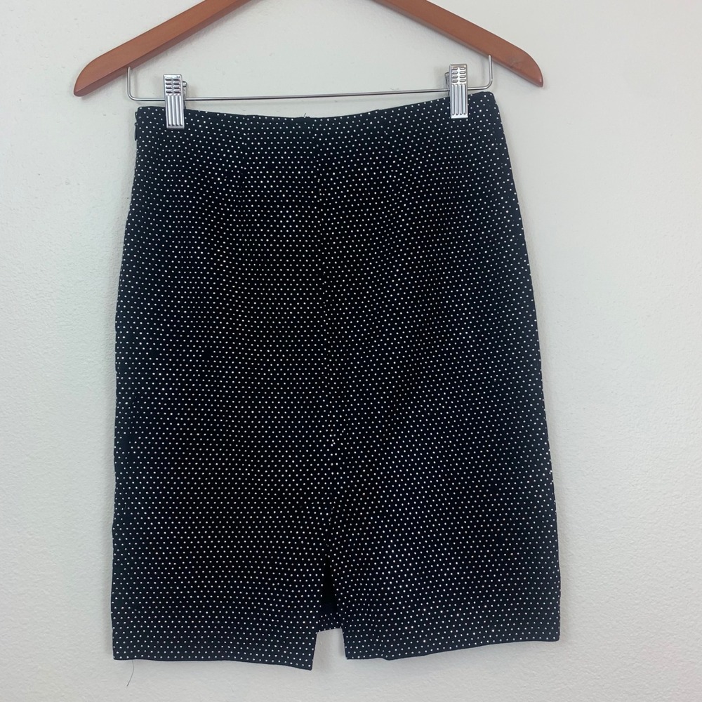 Hotel Particulier Black Silver Studded Polka Dot Pencil Skirt Size 36 US 4/6 - Picture 2 of 6
